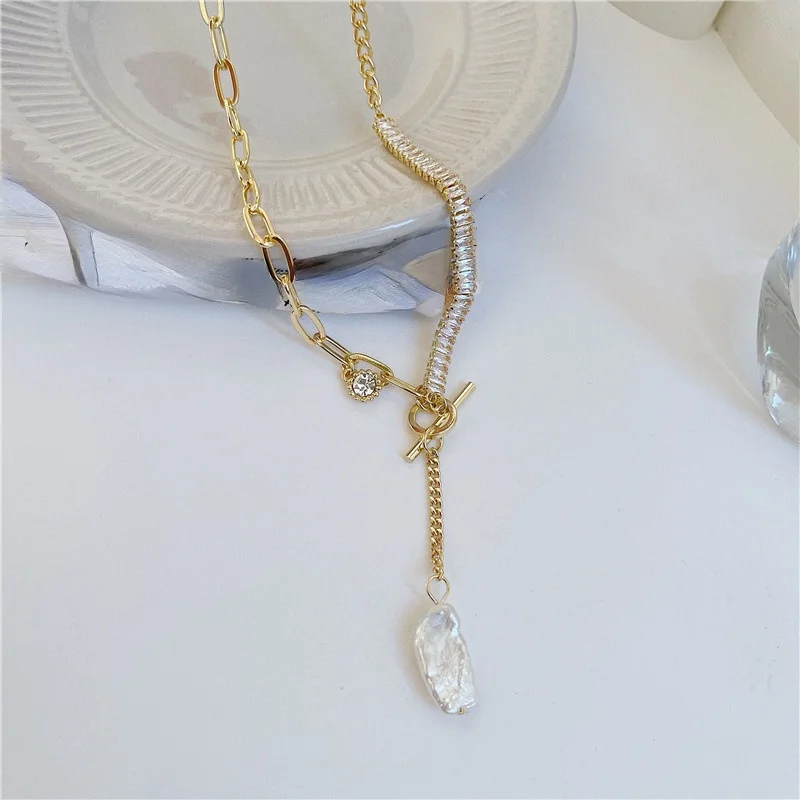 

Fashion Jewelry Chain Necklace For Women Ladies Popular Style High Quality Crystal Delicate Design Golden Color Necklace