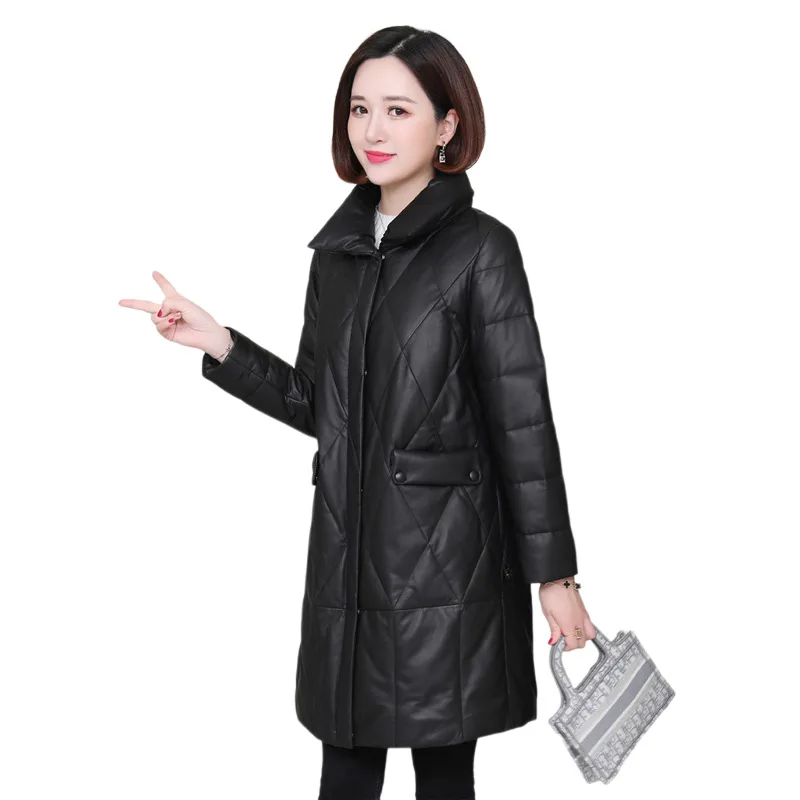 

winter 2020 add wool leather coats whom long sheep leather jacket fur collar leisure leather coat