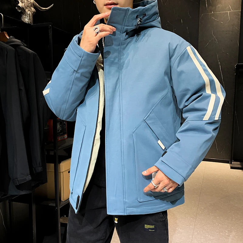 2021 New Men Hooded Parkas Jacket Outdoor Casual Warm Parka Coats Male Winter Thicken Windproof Mens Down Cotton Clothing Trendy