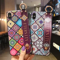 sumkeymi wrist strap flower phone holder case for iphone 11 case for iphone 13 pro max 12 7 8 plus mini x xs xr hand band case