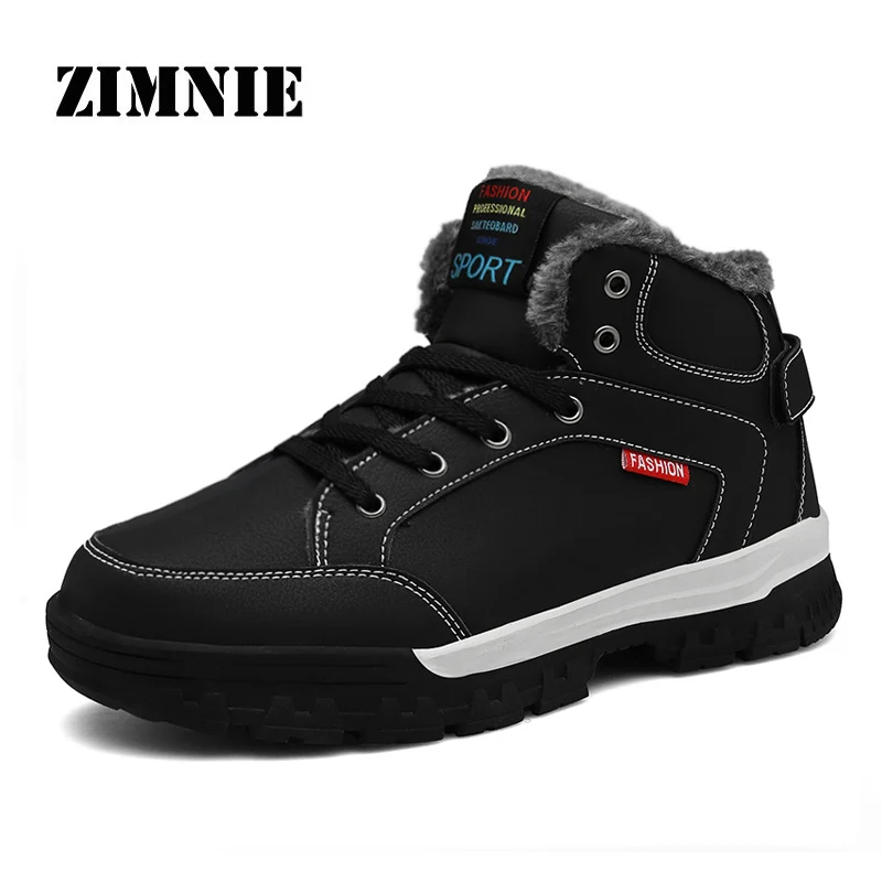 

ZIMNIE Brand Mens Round Toe Working Warm Boots For Men Lightweight Comfortable Casual Sneaker Fashion Non-slip Men Ankle Boots