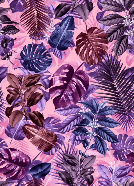

Diamond painting DIY 5D modern style acrylic material colorful flowers and pale green leaf pattern background living room