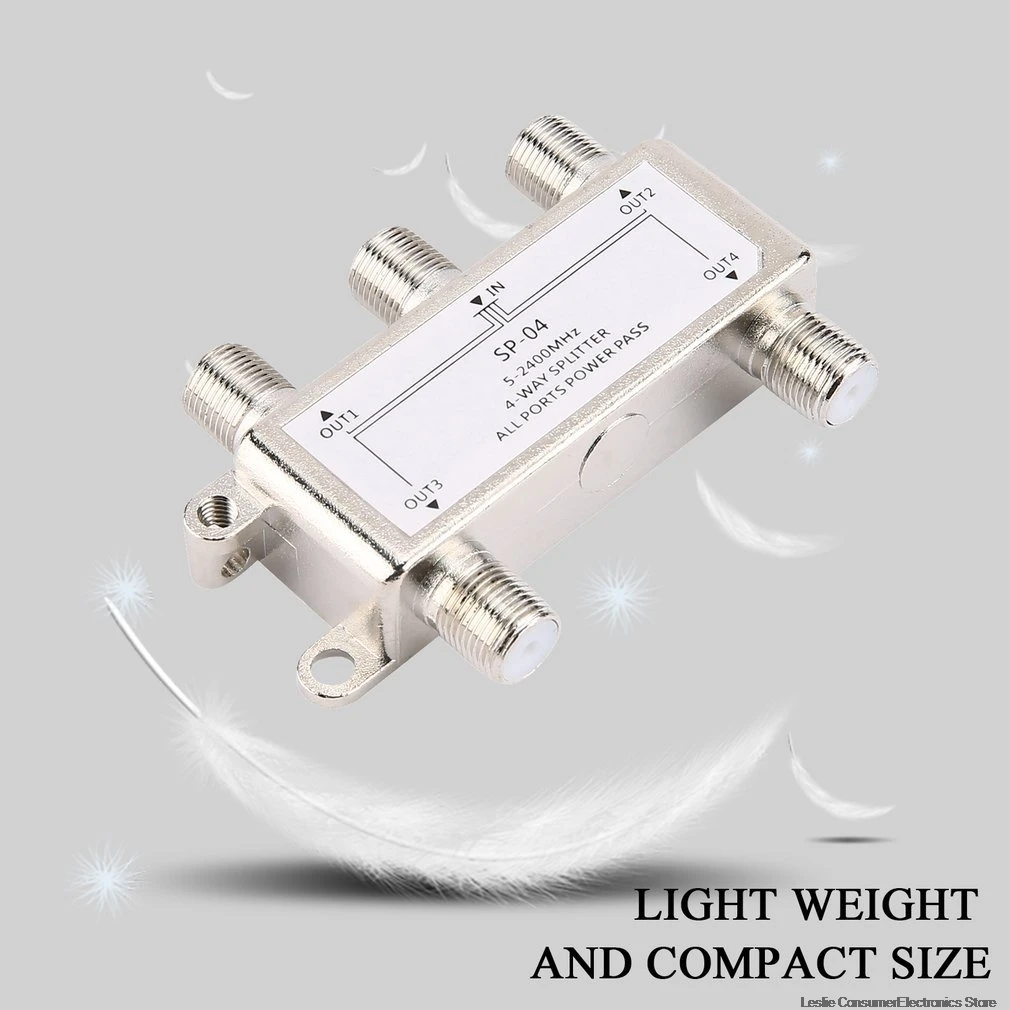 Hot Selling 4 Way Channel Satellite/Antenna/Cable TV Splitter Distributor 5-2400MHz F Type Wholesale In Stock Drop Shipping | Электроника