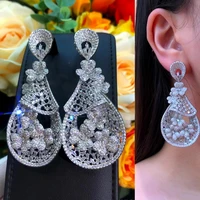 missvikki new luxury trendy shiny big dangle earrings full mirco paved cubic zircon cz for women wedding earrings jewelry gift