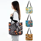 Винтажная женская сумка с цветочным принтом, большая многоразовая сумочка-тоут для покупок, для путешествий, для продуктов