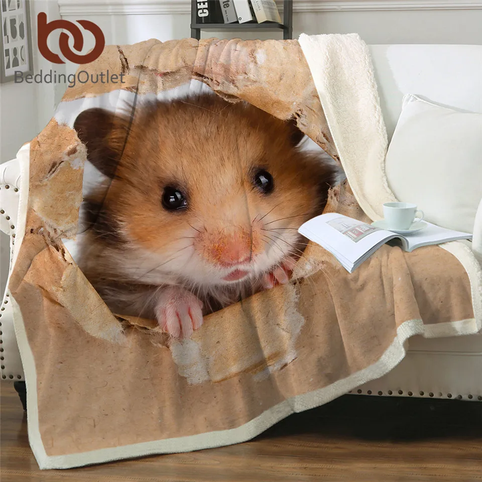 BeddingOutlet плед для хомяка одеяло с принтом на заказ 3D ярко-коричневое в виде мыши