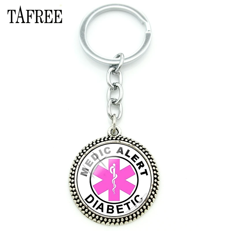 

TAFREE медицинское кольцо для ключей с цепью, подвеска из аварийного стекла для диабетиков, медицинский подарок для диабетиков MA52