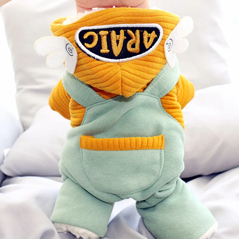 Утолщенная зимняя одежда для собак комбинезон с милым крылом теплый пуховик