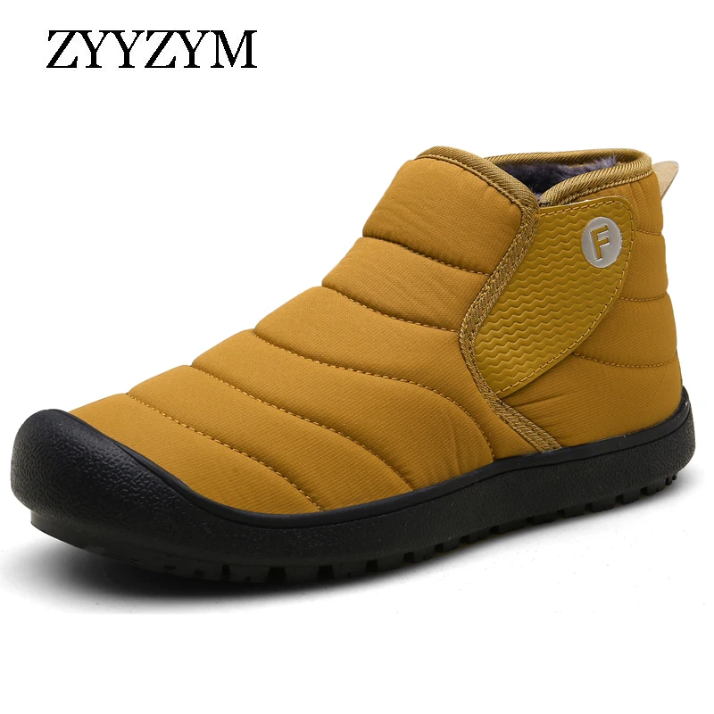 

ZYYZYM Mens Snow Boots Winter Unisex Simplicity Waterproof Outdoors Boots Men Plush Keep Warm Casual Cotton Shoes Botas Hombre