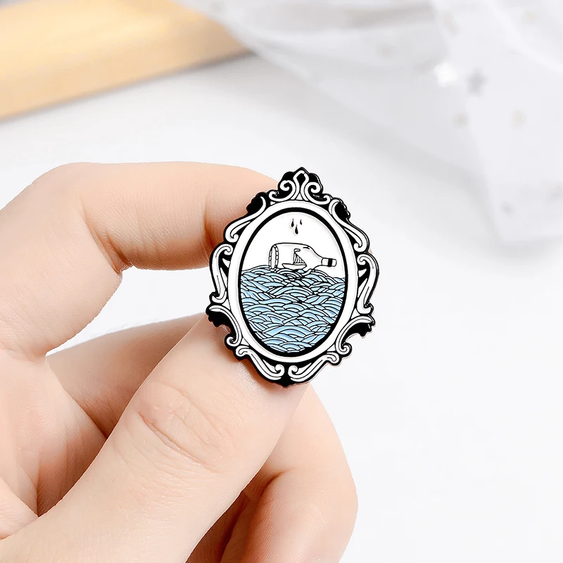 Эмалированная булавка в виде морской волны волшебные булавки форме зеркала