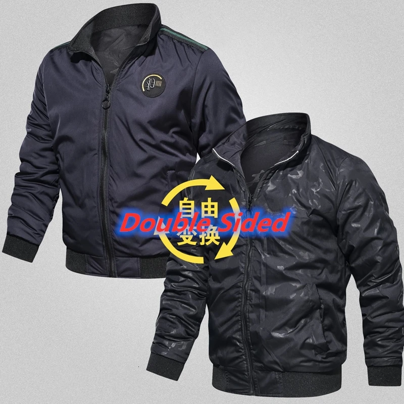 Мужская свободная куртка с воротником-стойкой черная синяя Армейская зеленая S01