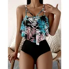 Пикантные женские купальники с высокой талией, женское пляжное бикини, пуш-ап, размера плюс, комплект купальников, купальный костюм