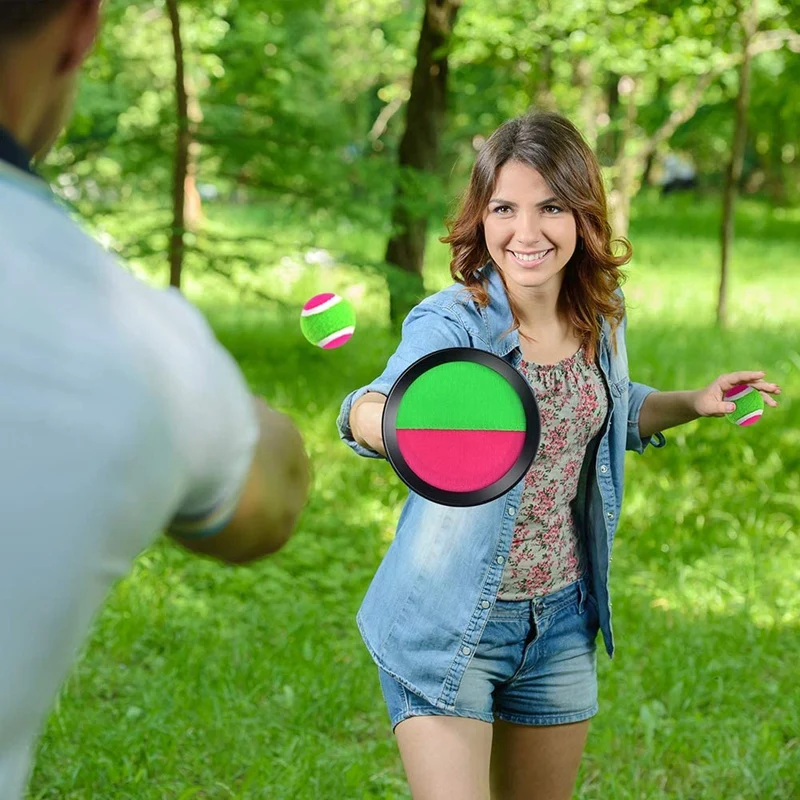 2 Set Toss Catch Ball Paddle Game Toys With Balls 4 Paddles For Outdoor Games Kids/Adults/Family |