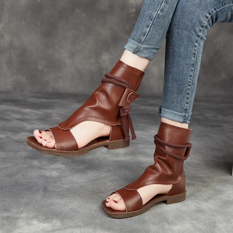 

2021 ins 100% Cow Leather Flat Platform Sandals Woman Shoes Fashion Ladies Party Dress Shoes Woman Summer Style Women Flip-flop