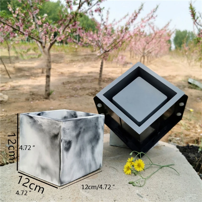 

Large 12cm Square Concrete Flower Pot Silicone Mold Succulent Planter Silicone Mold Homemade Succulent Plant Pot Molds