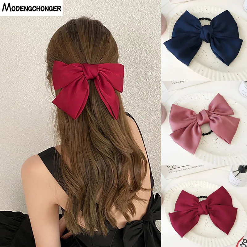 

2PCS/Set Big Bows Barrette Chiffon Fabric Elastic Hair Bands For Women Girls Fashion Korean Hairclips Headwear Hair Accessories