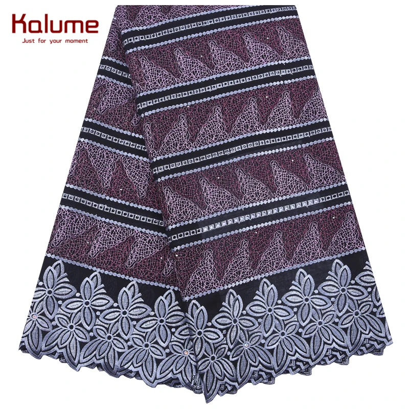 

Klaume Fashion African Swiss Cotton Lace Fabric Embroidery Nigerian Voile Lace Fabric With Stones For Daily Dress Party F2017