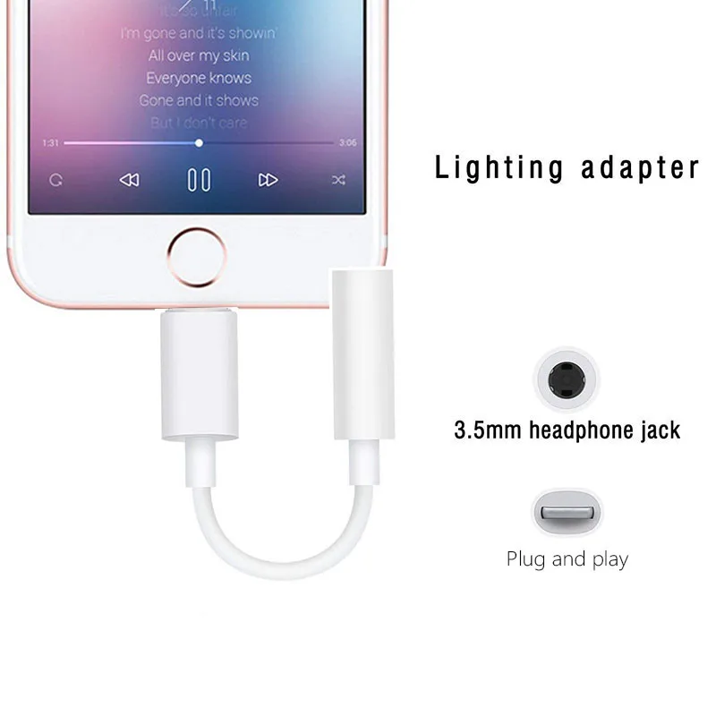 Адаптер для наушников Reilim 3 5 с разъемом lightning на аудиокабель мм поддержкой ios 12 iphone