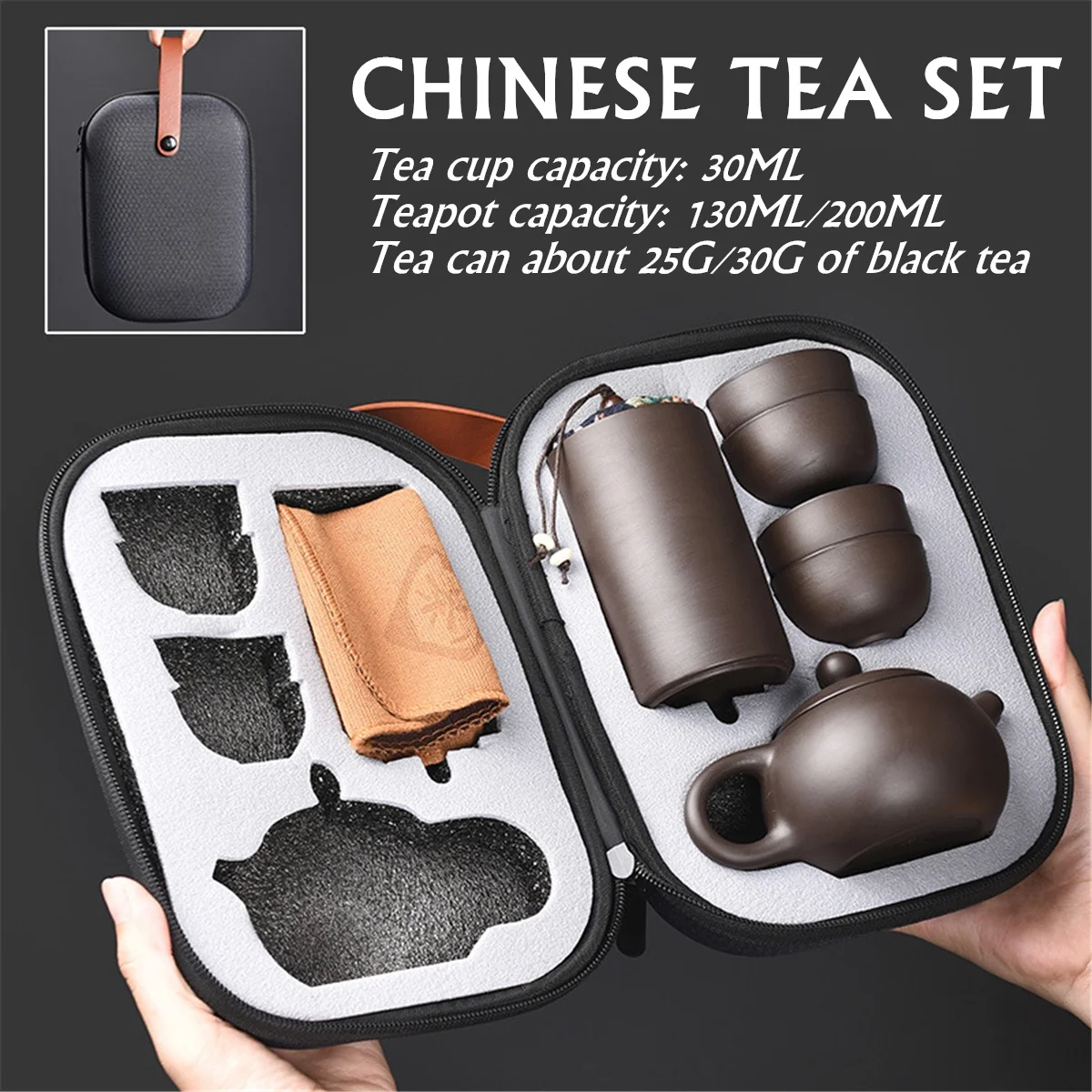

Chinese Teawere Retro Designer Cool Purple Sand Teapot Set Travel Kong Fu Tea Kit Gift Purple Sand Pot + 4 Cup + Tea Caddy + Bag