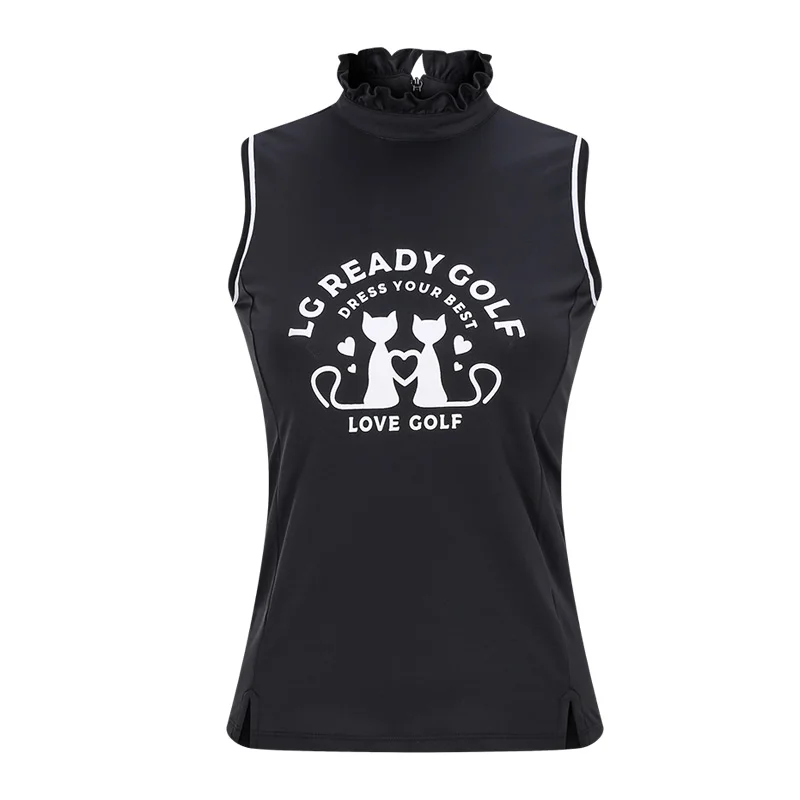 

Golf suit Ruffle collar sleeveless top with blue skirt sexy breathable quick dry sportswear casual wear Q