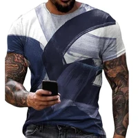 summer t shirt digital print slim men short sleeve round neck top for dating