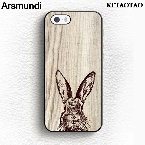 KETAOTAO милые деревянные чехлы для телефонов с рисунком кролика iPhone 4S 5C 5S 6S 7 8 Plus X