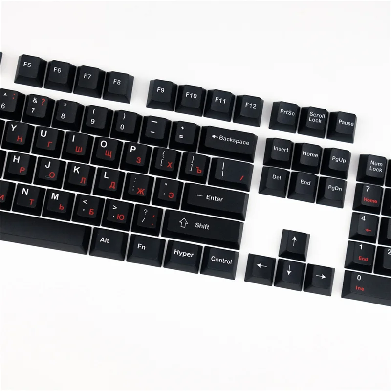 Персонализированная черная русская тема 128 клавиш PBT Вишневый профиль