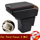 Подлокотники для Ford Focus 2 Mk2, ящик с двумя дверями 2005-2011, 7USB центральный контейнер для хранения, подлокотник