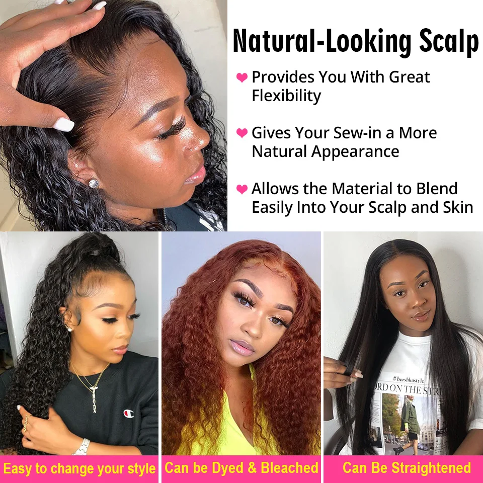 

Transparent 13X6 Water Wave Lace Front Wig Long Curly Human Hair Wig For Black Women Pre Plucked Bleached Knots 4x4 Closure Wig