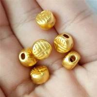1pcs pure 24k 999 yellow gold 3d hard gold lucky round fu transfer beads pendant 0 19 0 25g