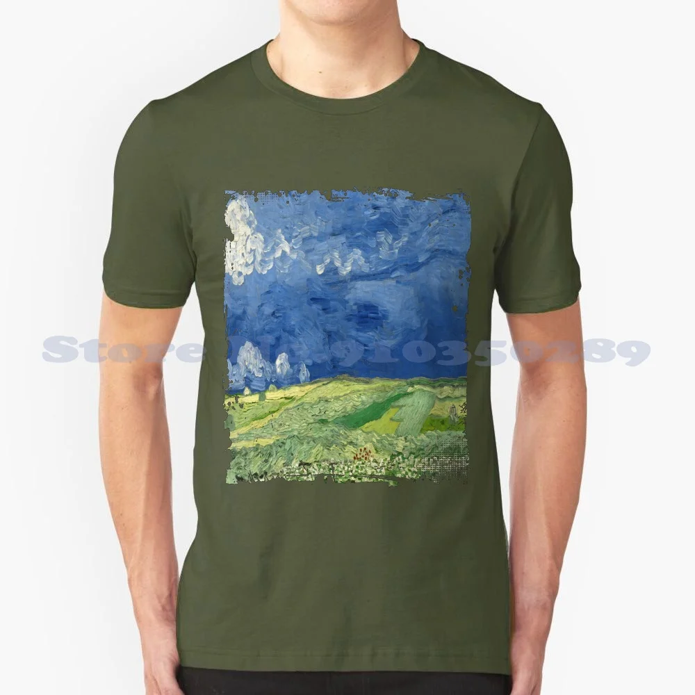 

Wheatfield под Thunderclouds 1890-классическая Веселая футболка с картинкой Винсента Ван Гога, Ван Гога, цезанне, манет, кандински, Климт