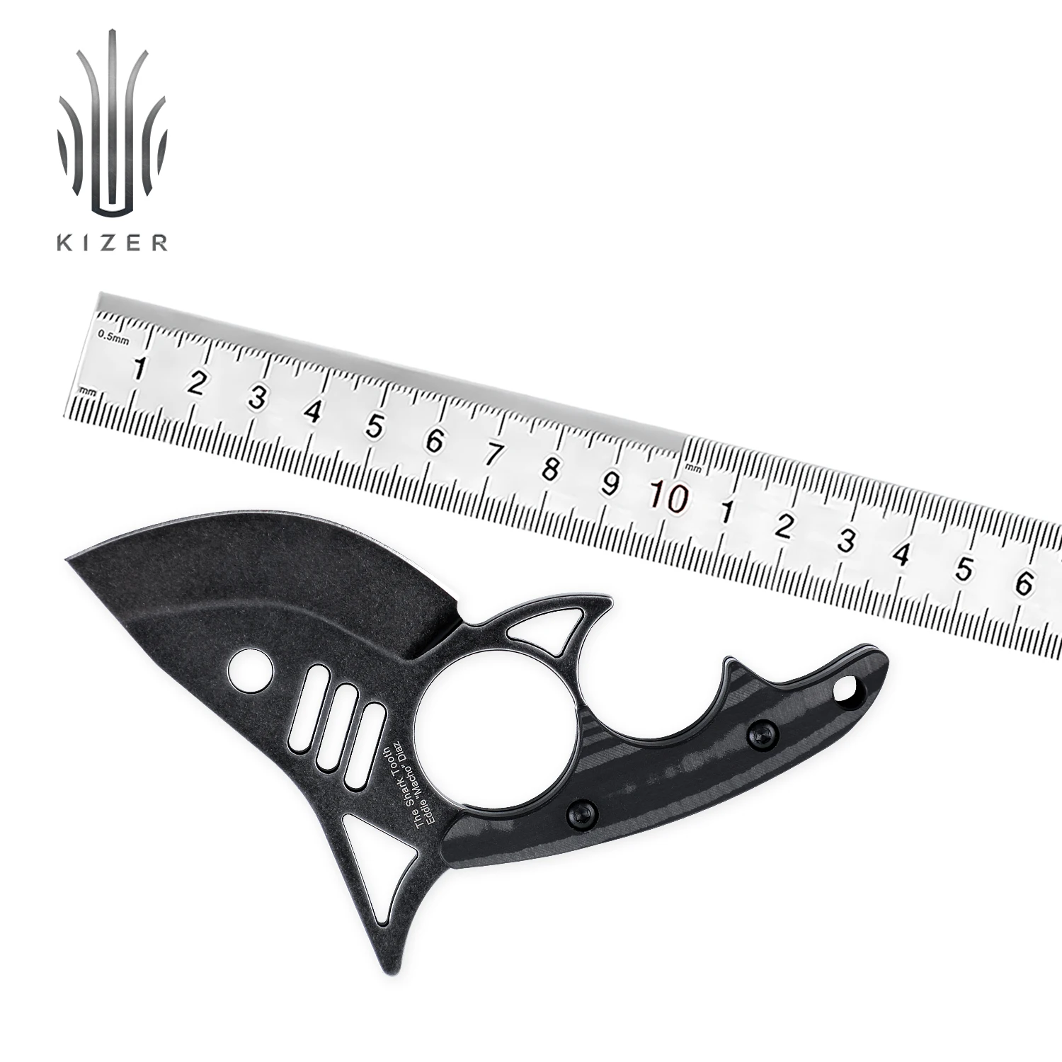 Нож Kizer с фиксированным лезвием и зубцами акулы 1043N2 нож для кемпинга охоты