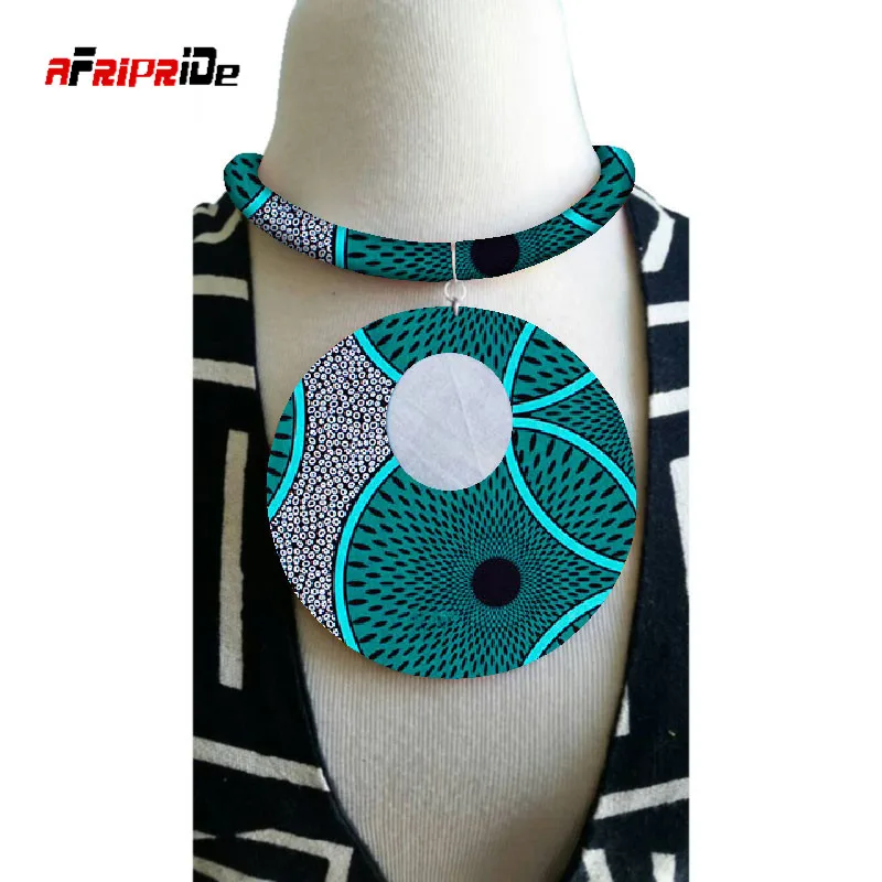 2020 Fashion African Print Necklace Ankara with Big Pendant Handmade Fabric Jewellery for Women SP075 | Тематическая одежда и