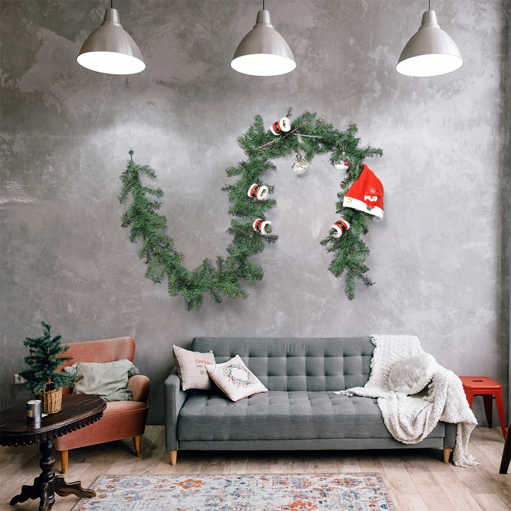 Креативная искусственная зеленая Рождественская гирлянда венок украшение для