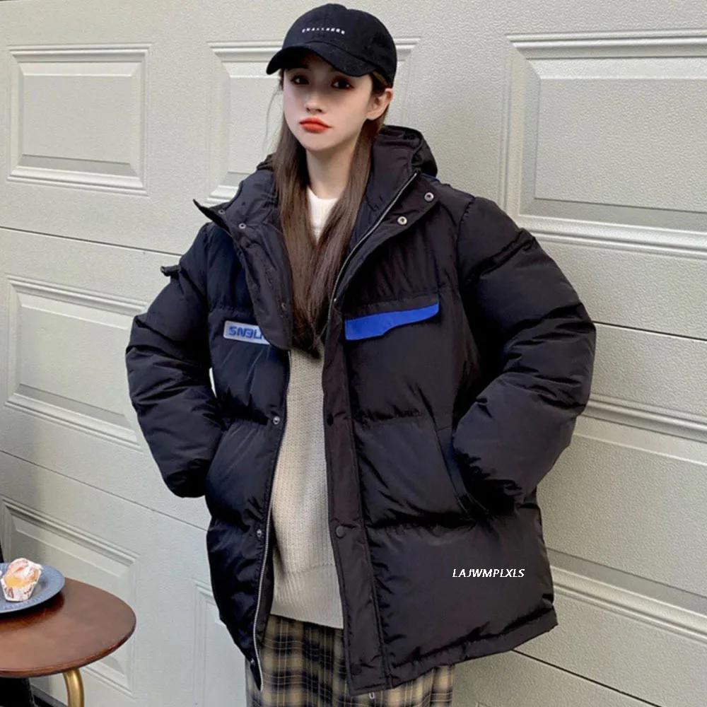 

Уличная одежда с капюшоном, зимняя хлопковая куртка, Женская стеганая парка, 2021, модное свободное повседневное толстое теплое пальто
