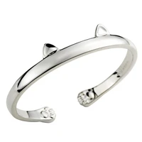 fashion 925 sterling silver woman cuff bracelet open cat claws adjustable charm bangle girls party jewelry gifts