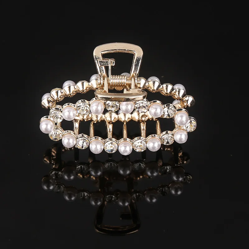 Fashion Girl Hair Claw Geometric Imitation Pearl Hairpin Crab Retro Heart Shape Crystal Hair Clips Hair Accessories For Women
