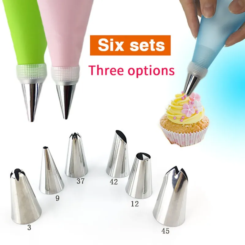 

8PCS DIY Cake Tools Cake Decorating Kit Supply Small Stainless Steel 6 Nozzle 12-inch EVA Cream Squeeze Bag And Small Converters