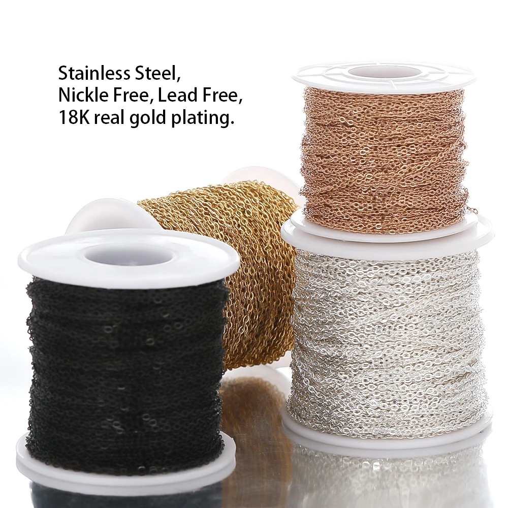 Цепь из нержавеющей стали для украшений сделай сам 2 метра розовое золото 18 К