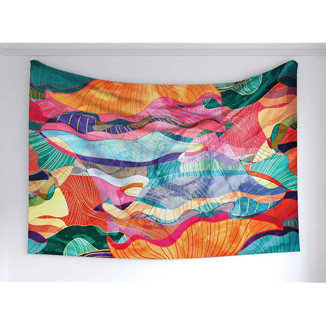 

Ambesonne Abstract Tapestry, Modern Wavy Colorful Pattern with Blurry Contrast Tones Various Forms Artwork, Fabric Wall Hanging
