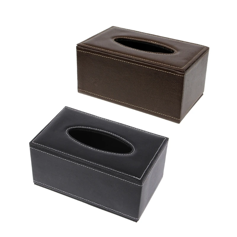 

1Pc PU Leather Tissue Box Dispenser Napkins Holder Paper Towel Organizer Case