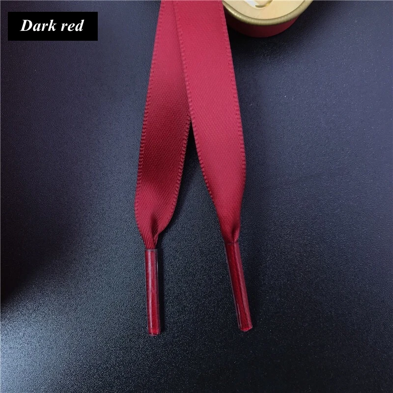 Dark red 15 цветов кружевные шнурки атласная лента шелковая обувь шнурки женская обувь для отдыха на открытом воздухе модные плоские шнурки 80/100/120/150 см - Цвет: Dark red