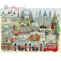 bristlegrass wooden jigsaw puzzles 500 1000 piece london town cartoon hand drawing educational toy gift wall painting home decor