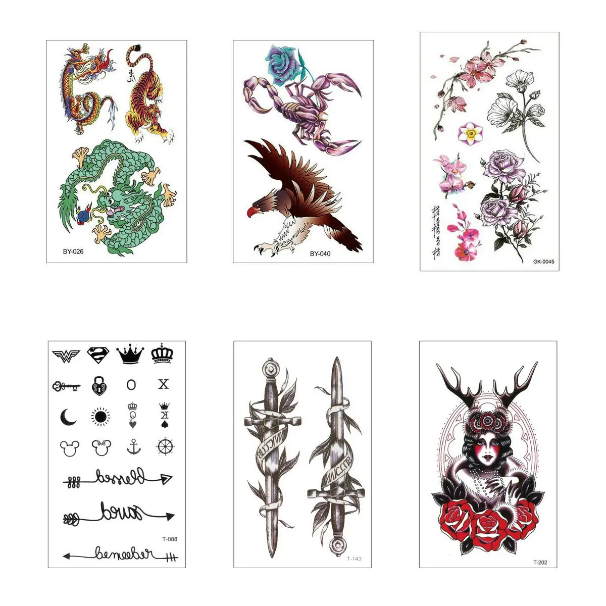 

6 шт./партия, водостойкие тату-наклейки на грудь