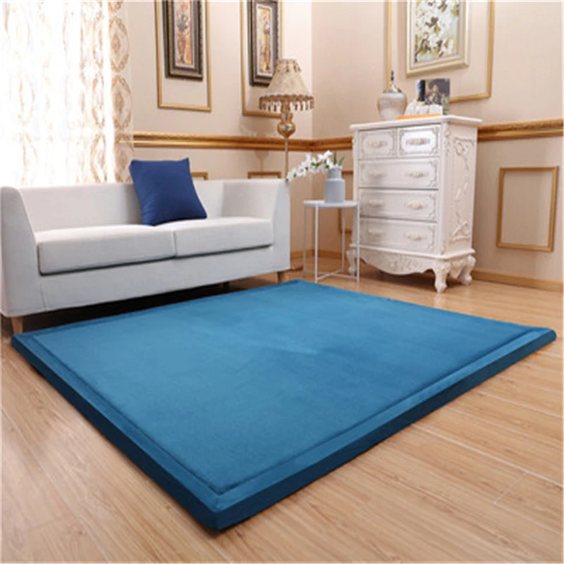 

Thick 3cm Coral Fleece Mat Bedroom Carpet Baby Play Carpets Living Room Bed Rug Large Size Rugs Blue 180x200cm