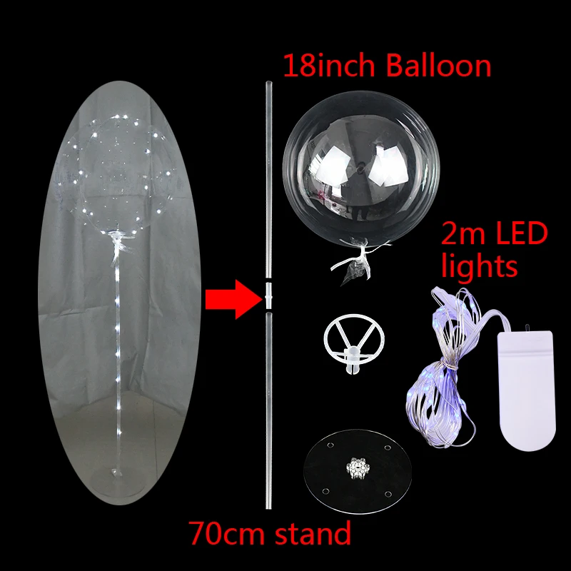 Воздушный шар колонна подставка с прозрачными шариками светящаяся блестящая