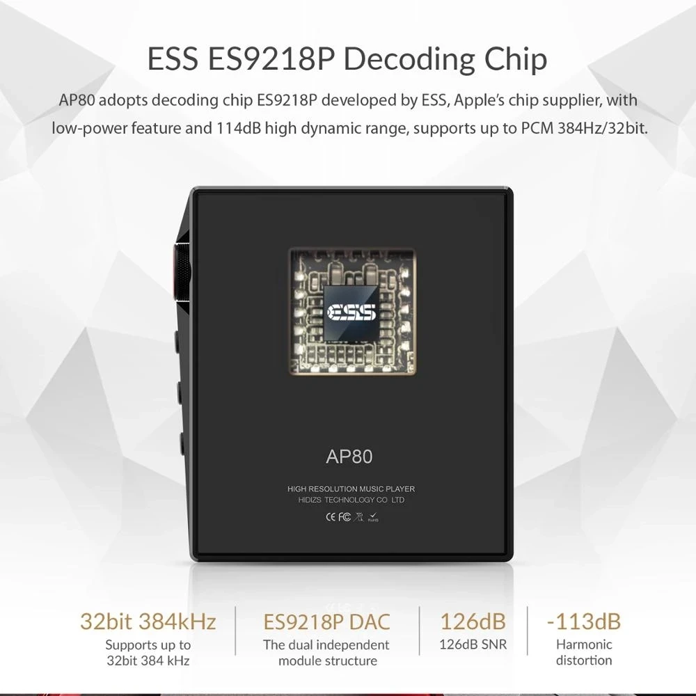 Hi-Fi MP3-плеер Hidizs AP80 версия из нержавеющей стали Портативный сенсорный экран Bluetooth