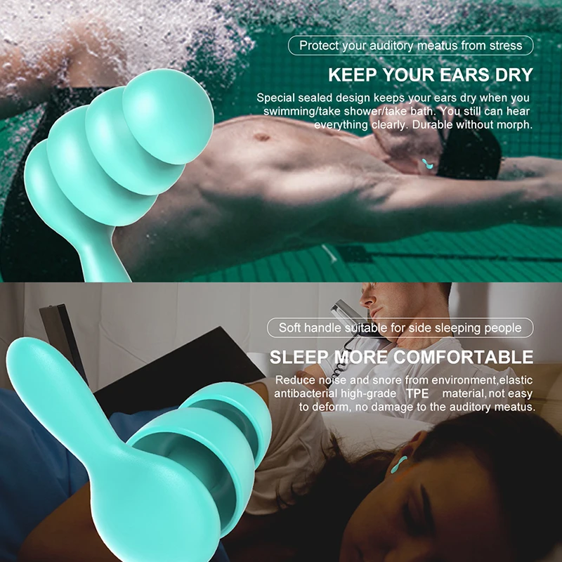 

Silicone Sleeping Ear Plugs Soft Anti-Noise Earplugs Protection Noise Reduction earlugs for Travel Sleeping Swimming