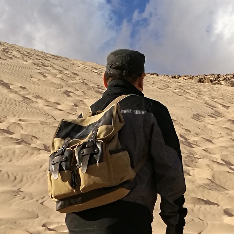 Man canvas travelbag Men retro outdoor backpack Casual vintage rucksack ultralight daypack Satchel School bag Infantry pack | Багаж и