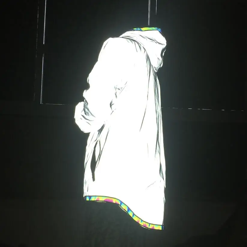 Мужские Светоотражающие Длинные куртки в стиле хип-хоп повседневная куртка на